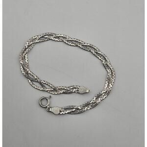 7.5in Sterling Silver 3.2mm Twisted Herringbone Bracelet
